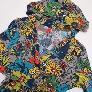 Pinkerton Dress Multicolor Floral Hooded Surplice Empire Waist Womens Size M